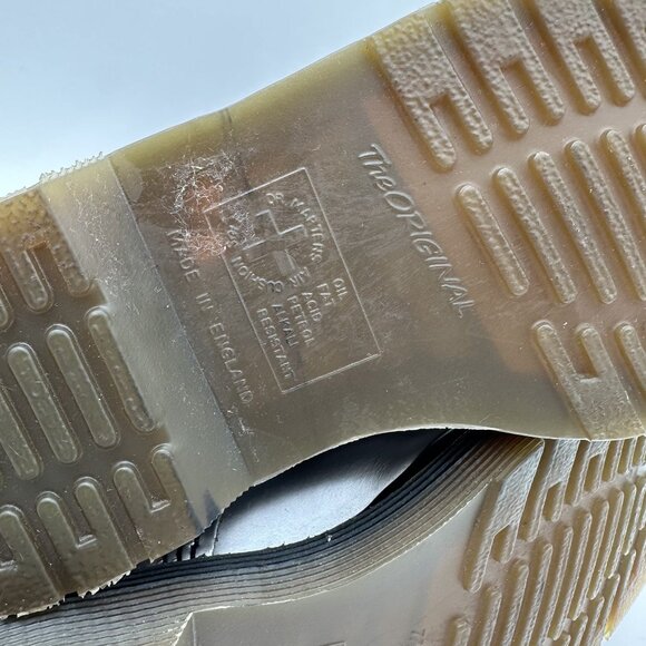 Dr. Martens Silver Lace-Up Combat Boots Youth Size 3 Leather Upper - Picture 8 of 10